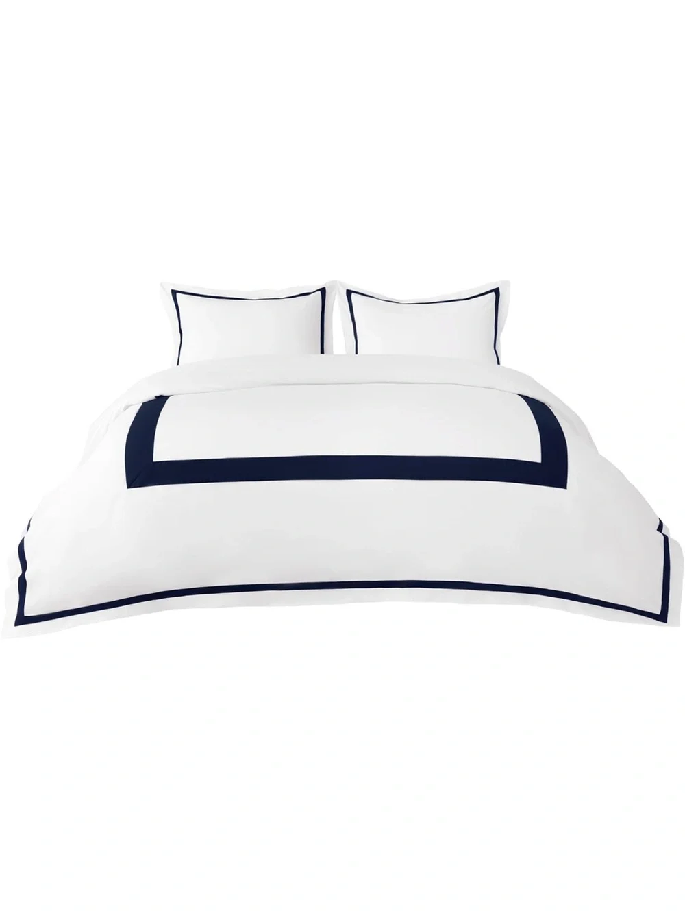 NEW Bedsure PureWoven 100% Cotton Percale Duvet Cover King, Navy Blue Frame